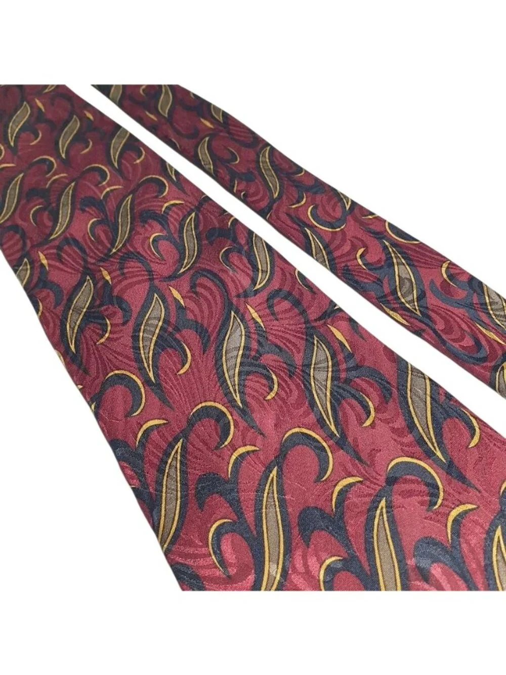 Z Inc Maroon Gold Navy Men Necktie Woven Pattern Business Silk Tie Office Gift